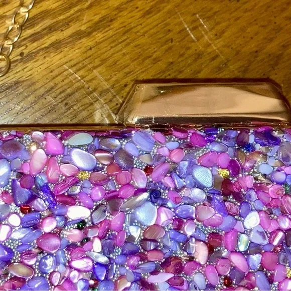 Embellished Crossbody/Clutch NWOT Purples, Pink and Rhinestones - - Picture 6 of 16